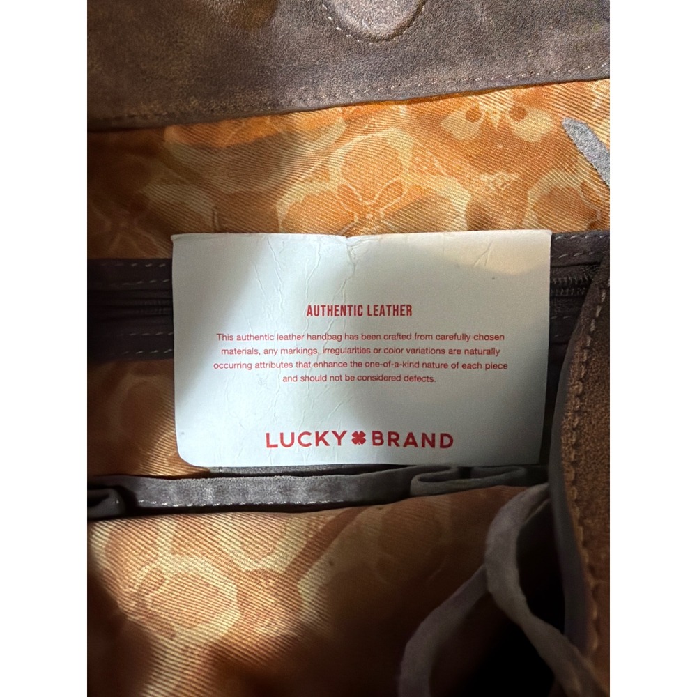 Lucky Brand Brown Suede Hobo Bag Slouchy Leather Shoulder Bag Boho Large Tie Top - Picture 4 of 6